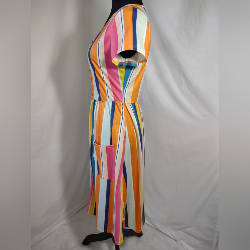 Ouges Women's Multi-Colored Striped Button Down S… - image 4